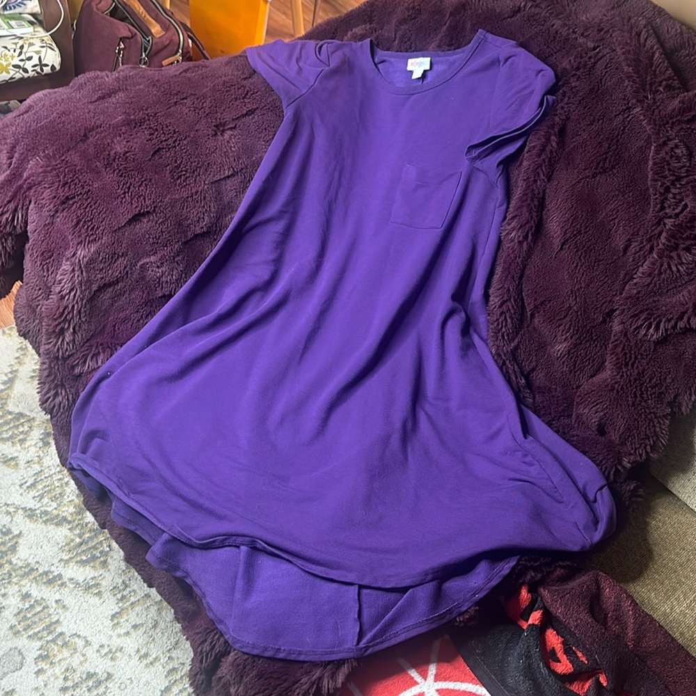 LuLaRoe T-shirt dress (Carly swing high low skirt)